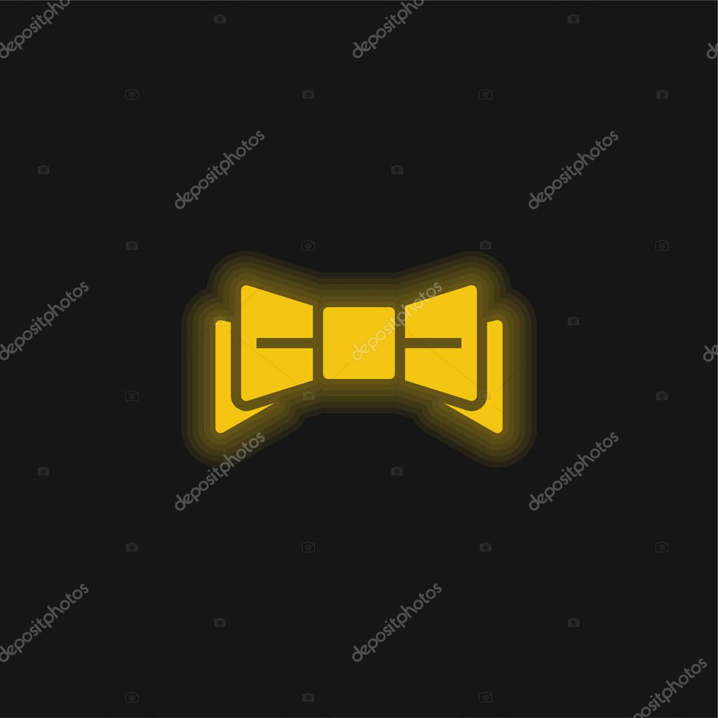 Bow yellow glowing neon icon