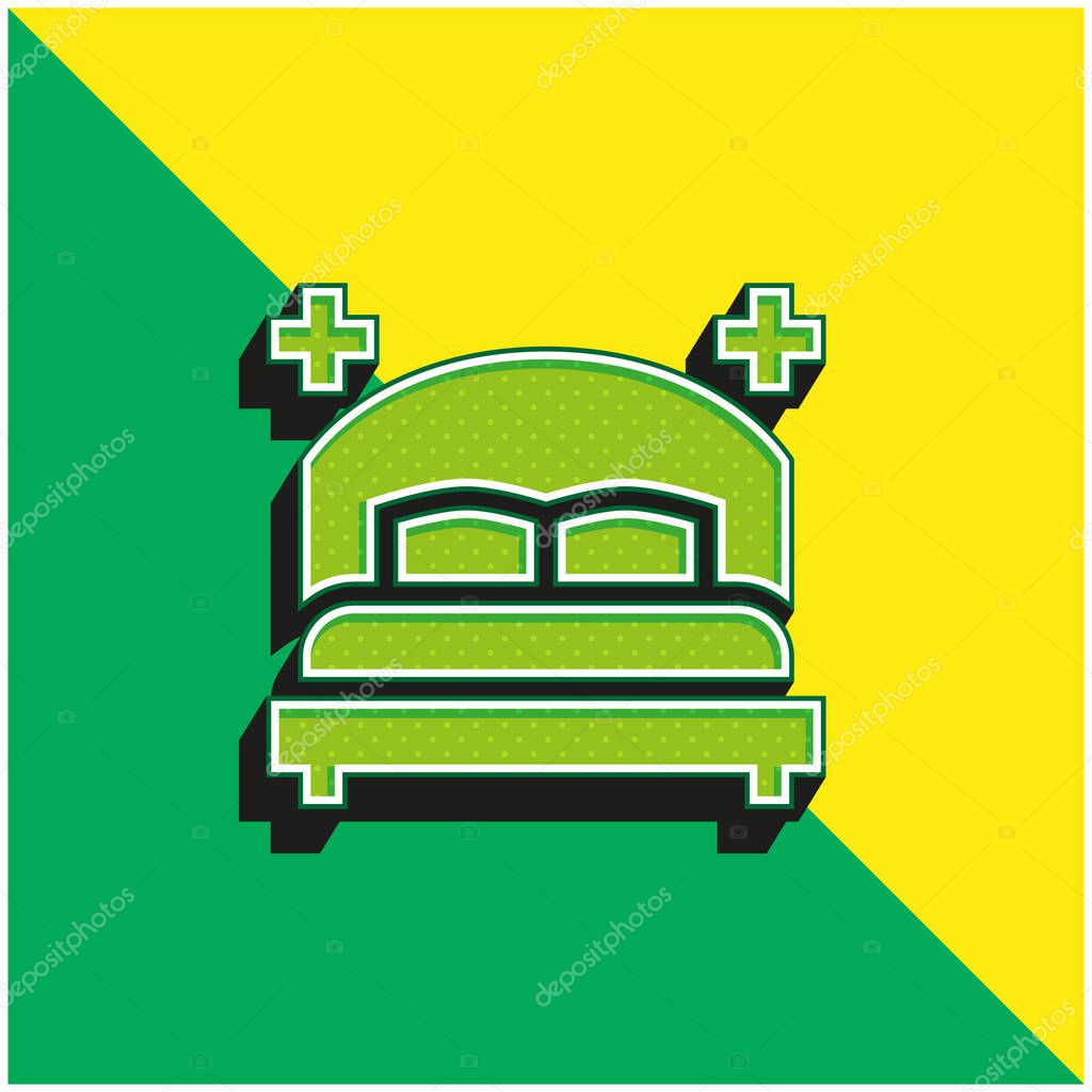 Bedroom Green and yellow modern 3d vector icon logo