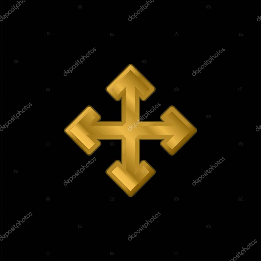 Arrows gold plated metalic icon or logo vector