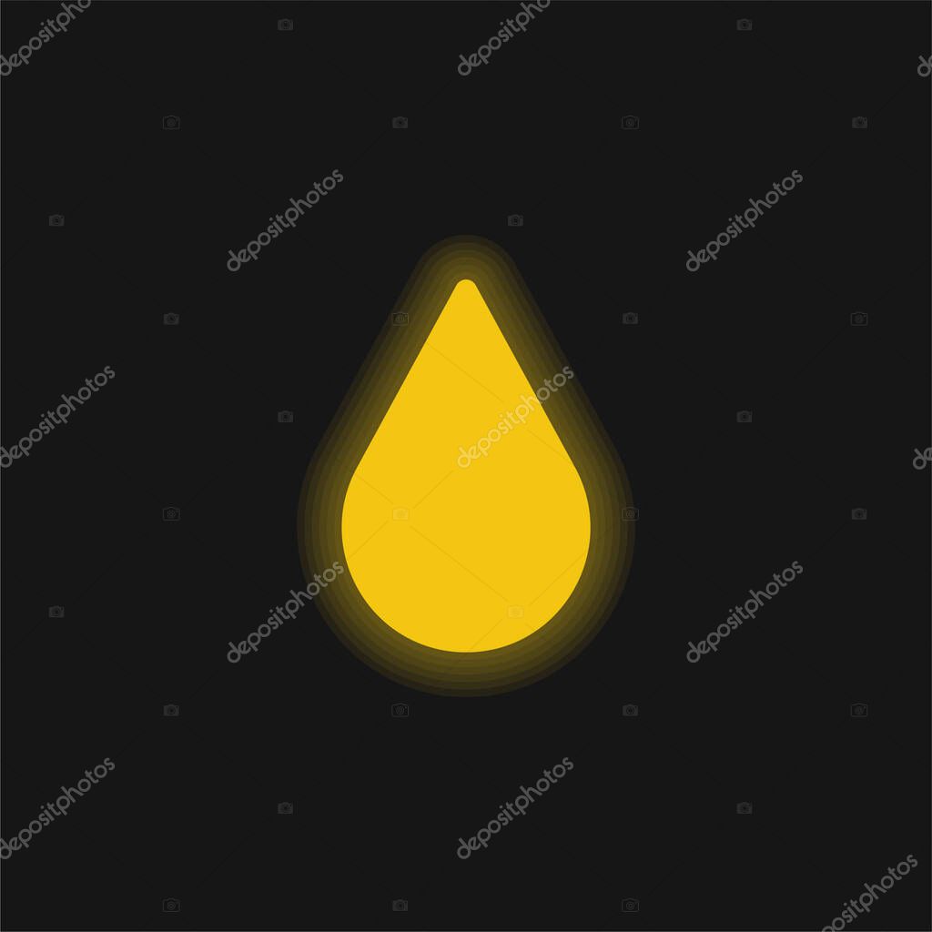 Blood Drop yellow glowing neon icon