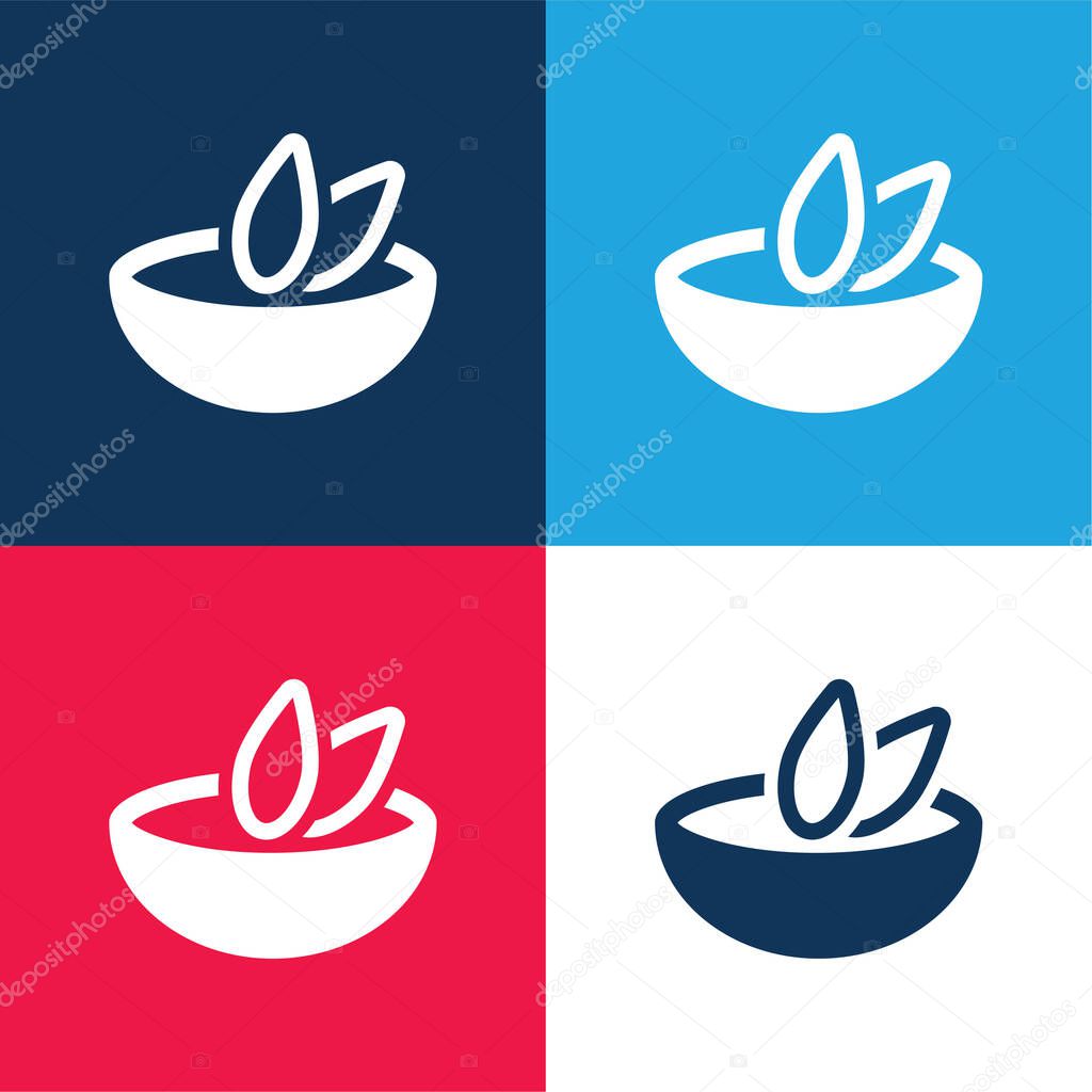 Bowl Of Soup blue and red four color minimal icon set