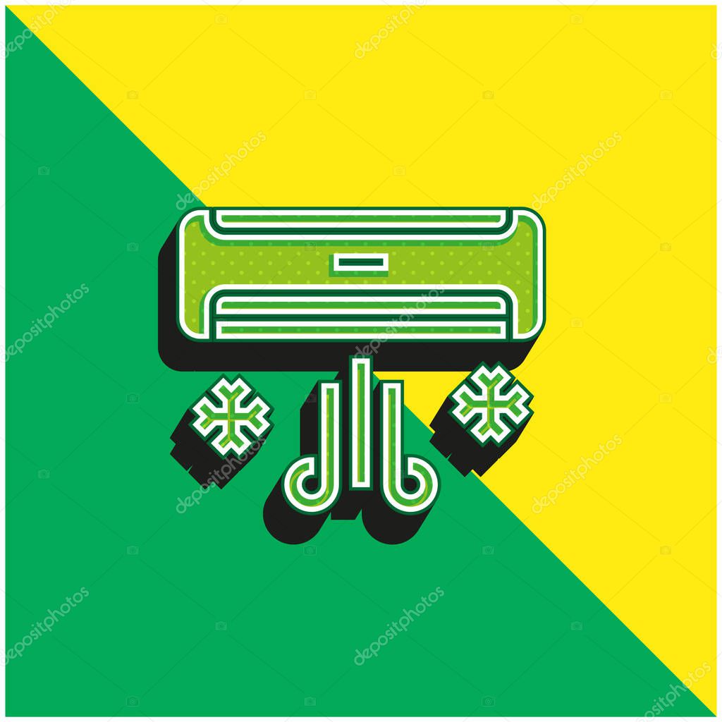 Air Conditioner Green and yellow modern 3d vector icon logo