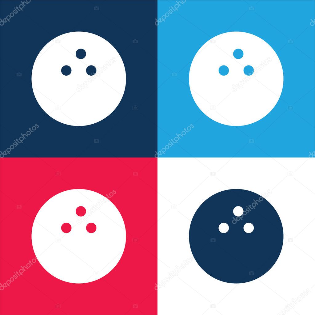 Bowling blue and red four color minimal icon set
