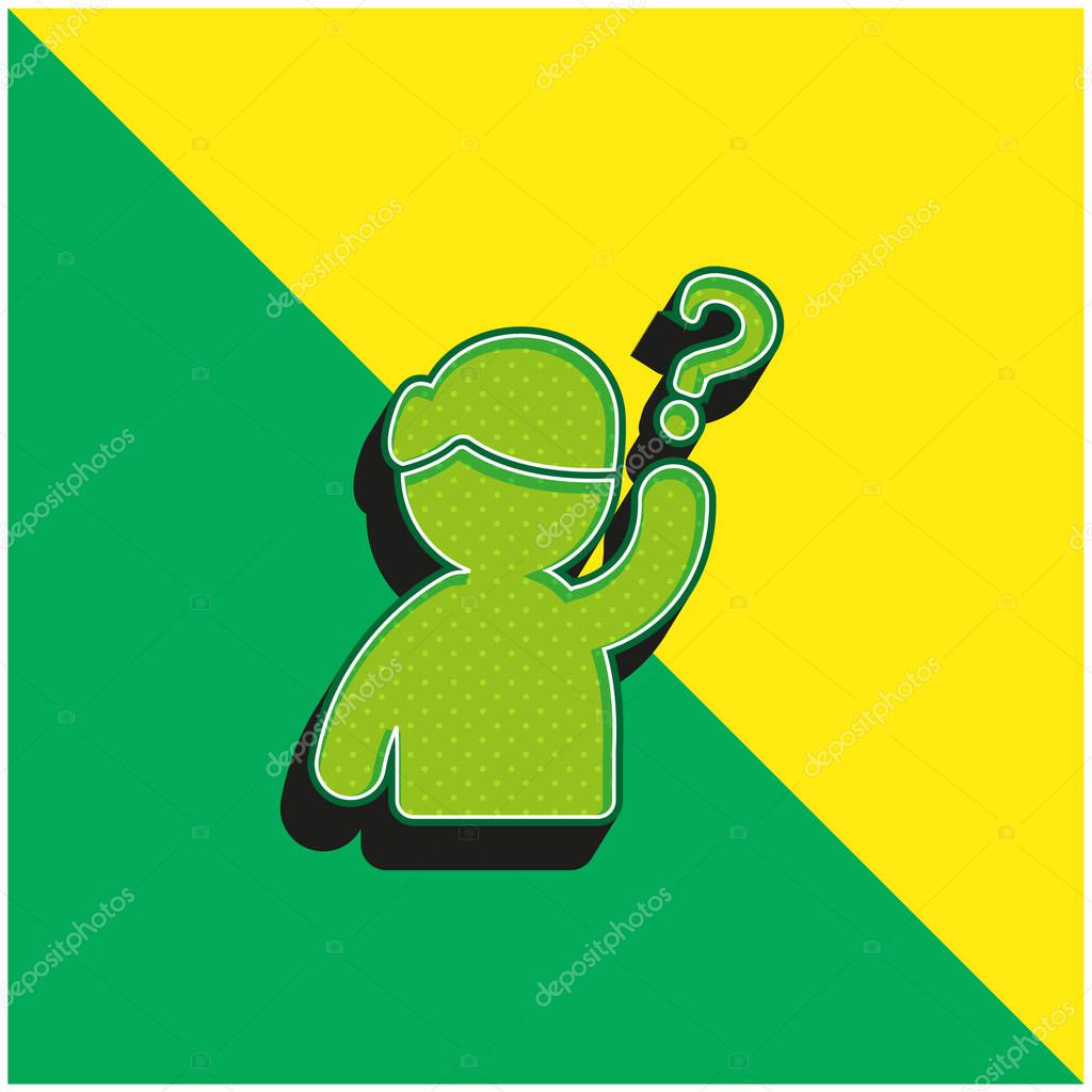 Hand Green and yellow modern 3d vector icon logo