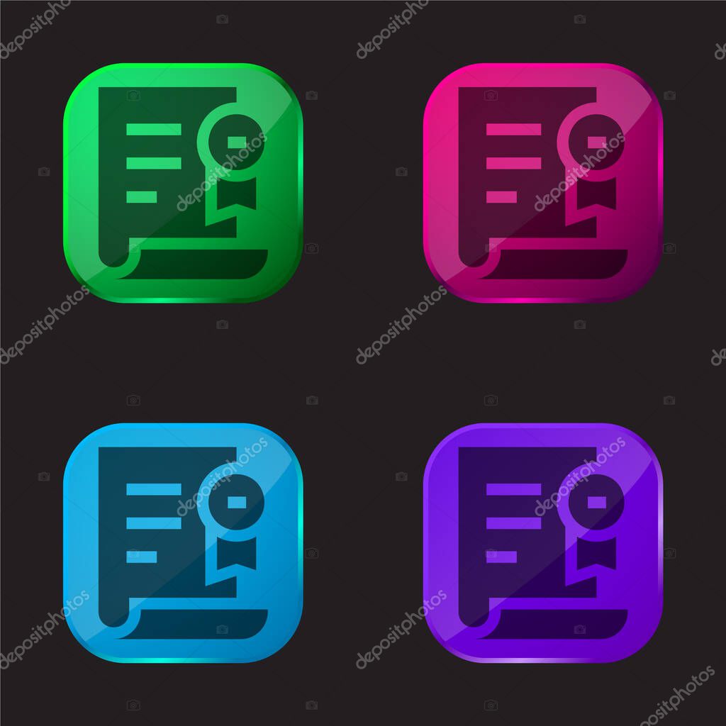 Award four color glass button icon
