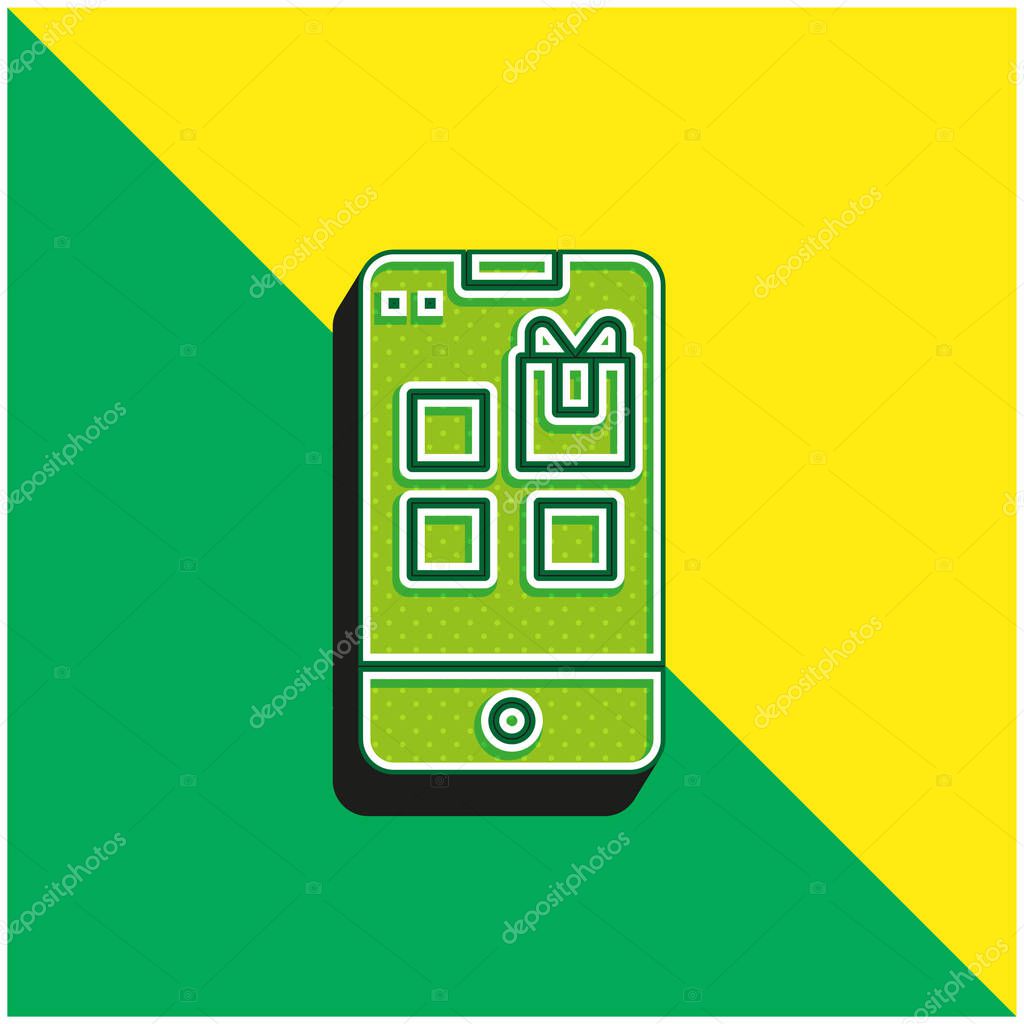 Application Green and yellow modern 3d vector icon logo