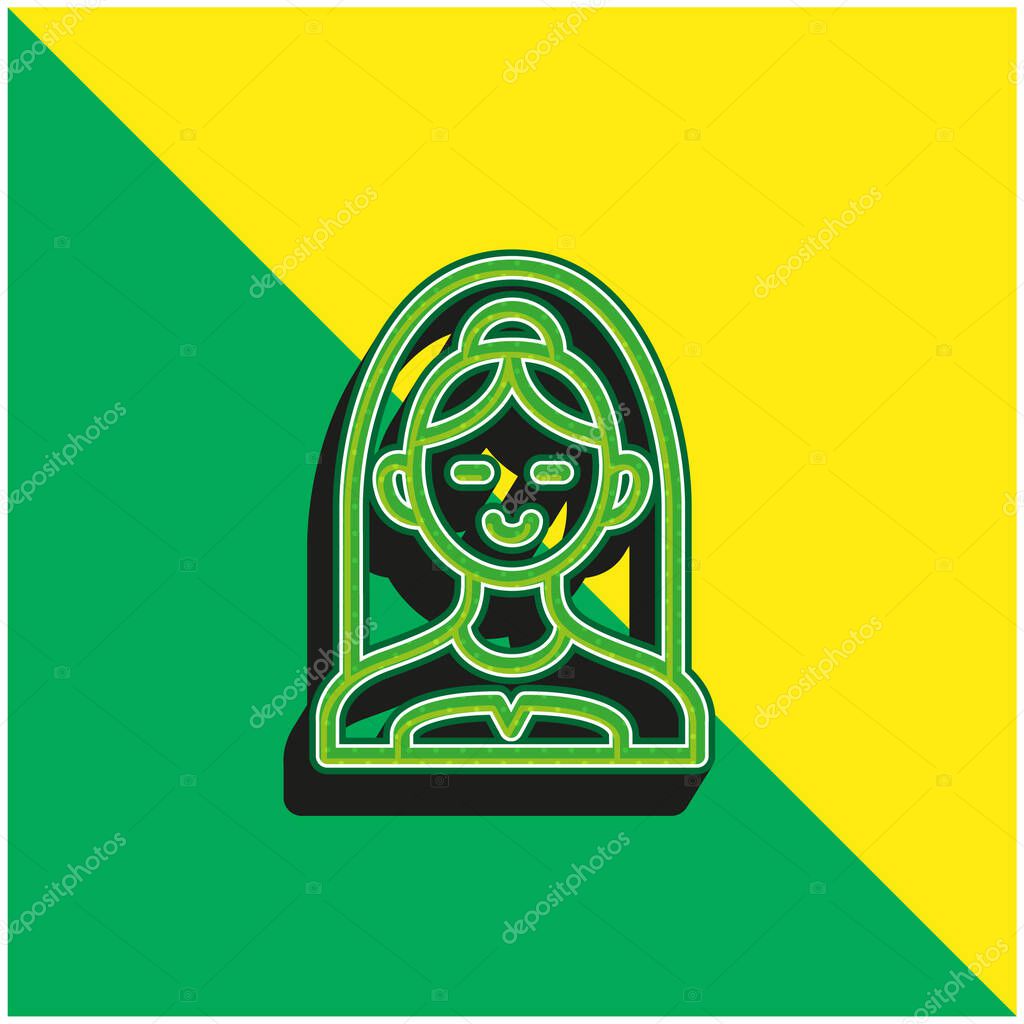 Bride Bust Green and yellow modern 3d vector icon logo