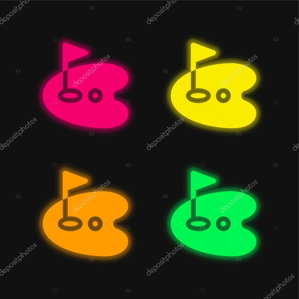 Birdie four color glowing neon vector icon