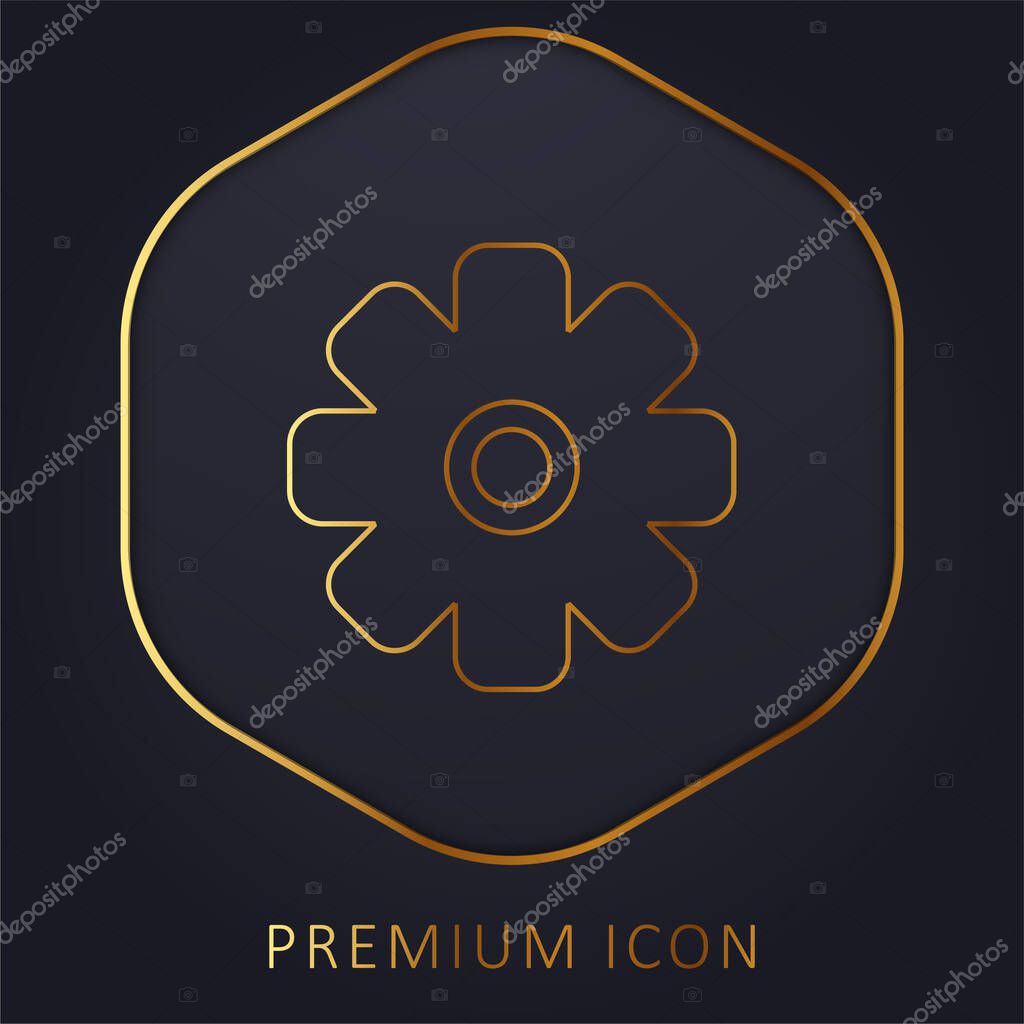 Big Cogwheel golden line premium logo or icon