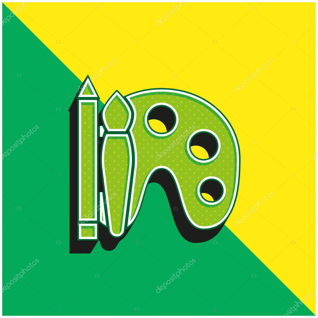 Art Green and yellow modern 3d vector icon logo