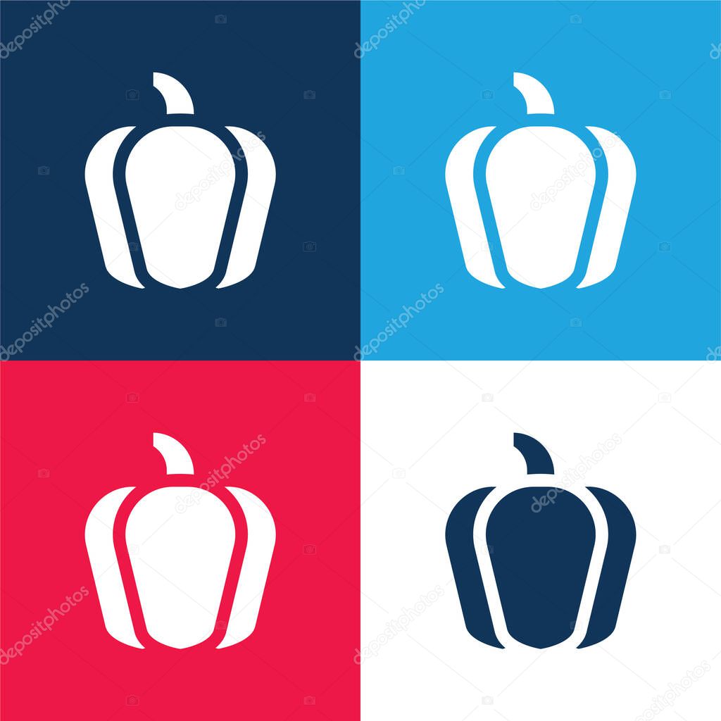 Bell Pepper blue and red four color minimal icon set
