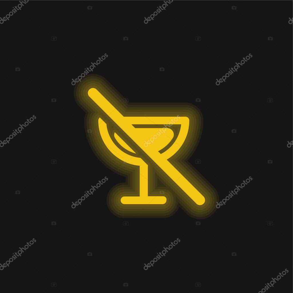 Alcoholic Drinks Prohibition yellow glowing neon icon
