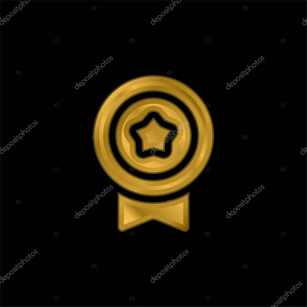 Badge gold plated metalic icon or logo vector