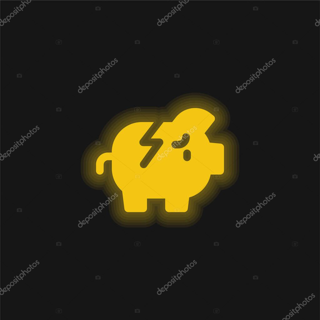 Bankrupt yellow glowing neon icon