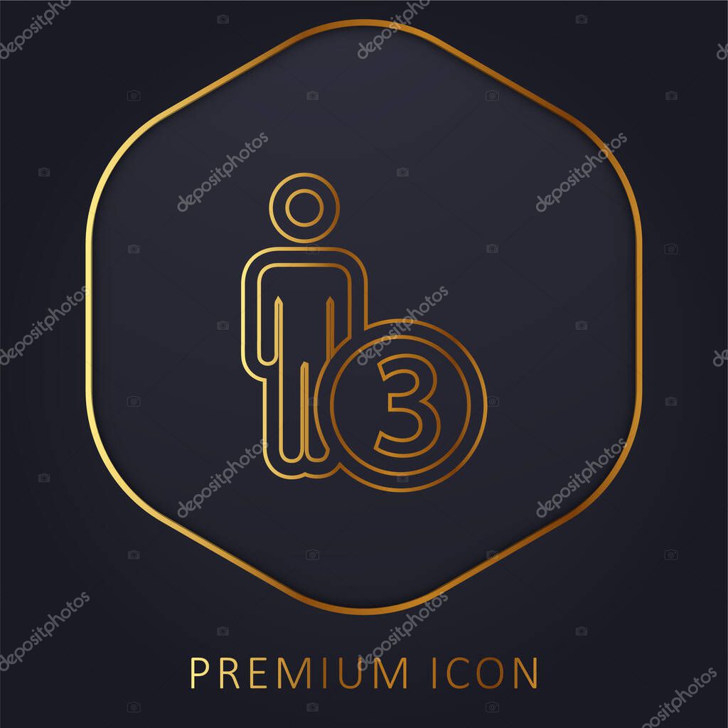 3 Persons Or Person Number Three Symbol golden line premium logo or icon