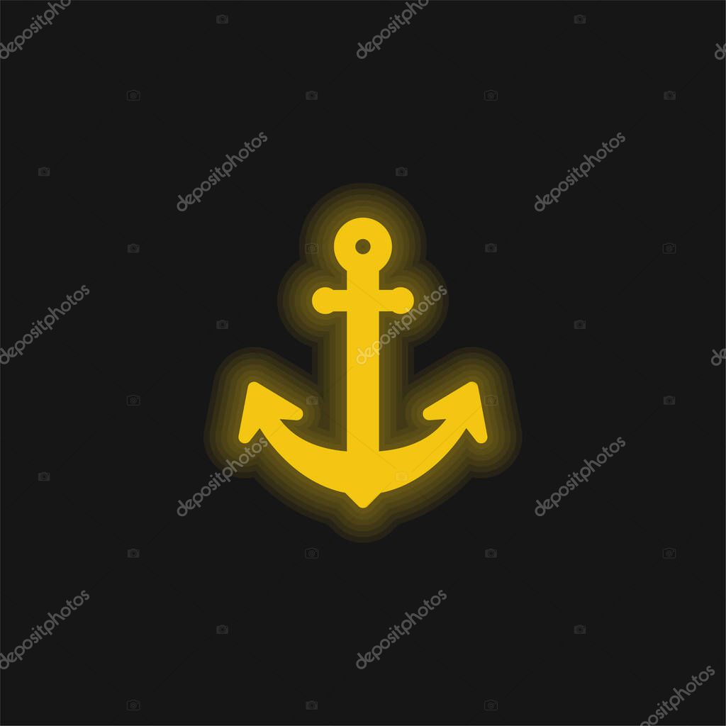 Big Anchor yellow glowing neon icon