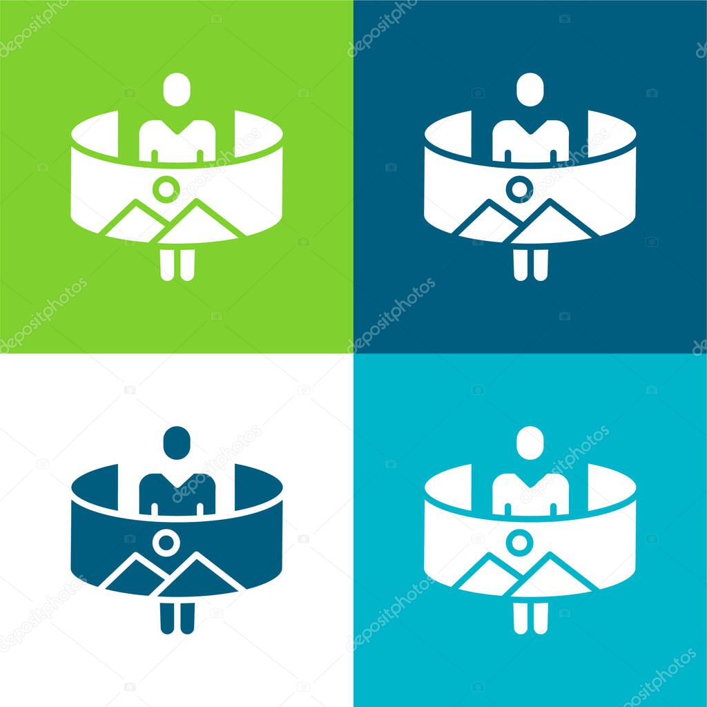 360 Flat four color minimal icon set