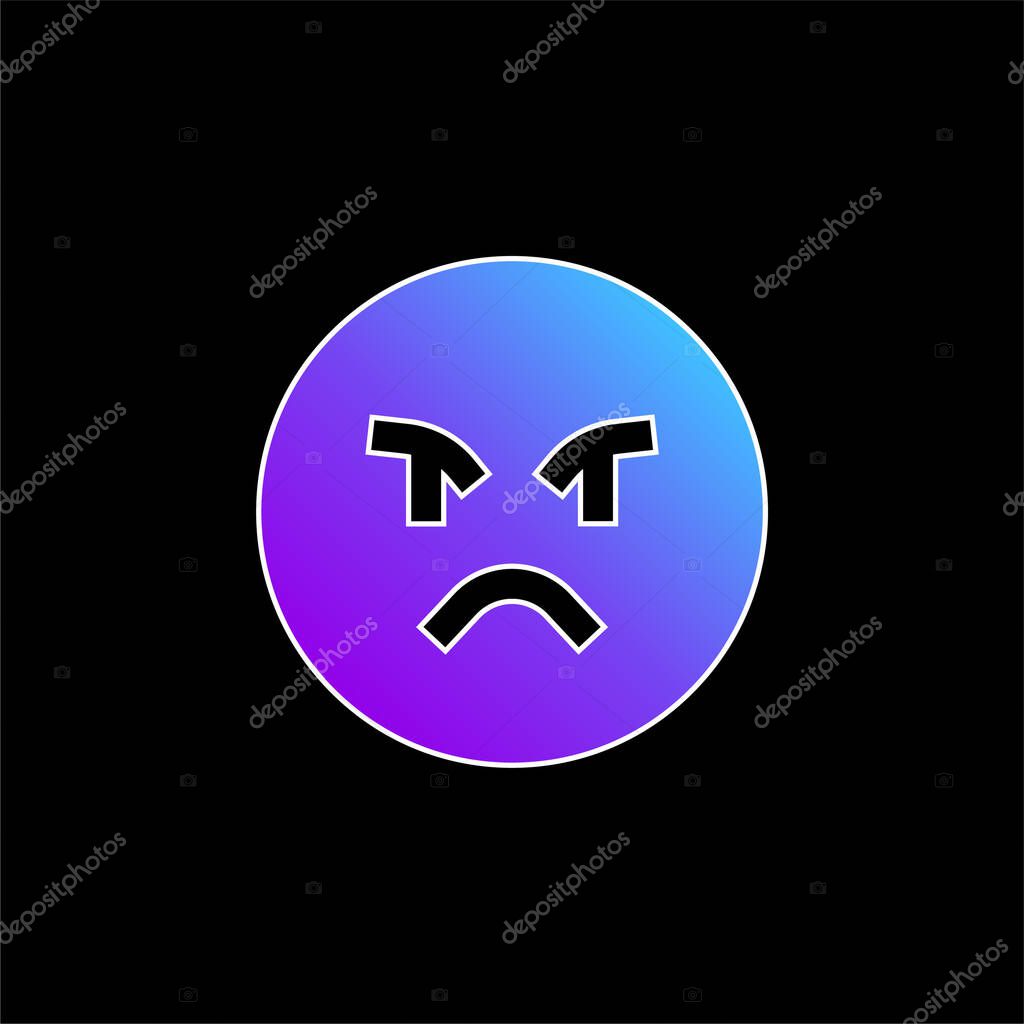 Angry blue gradient vector icon