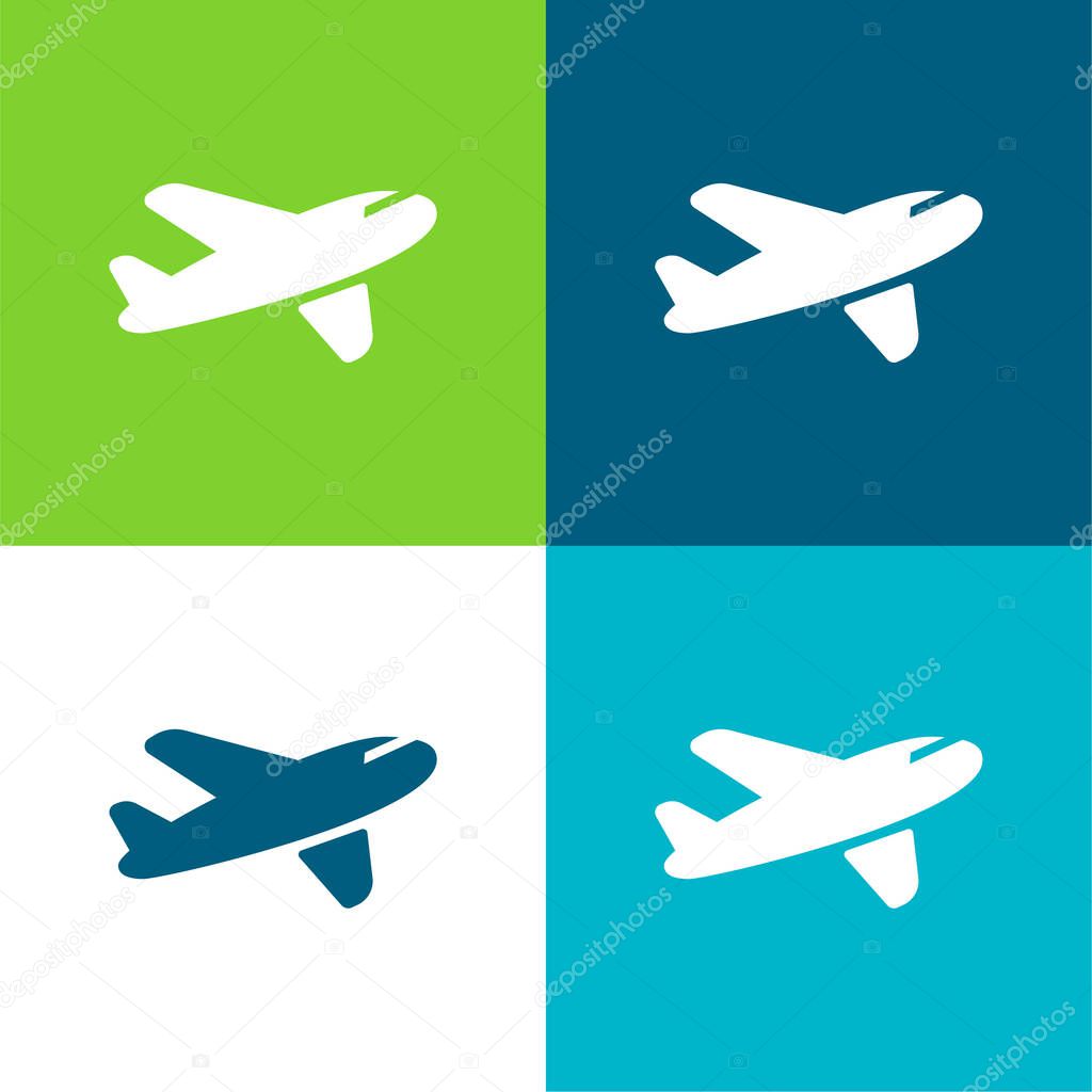 Air Transport Flat four color minimal icon set