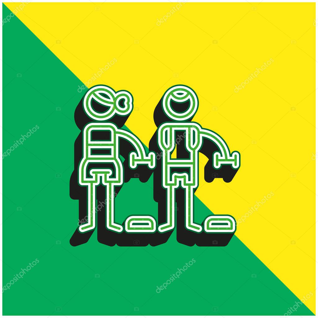 Bodypump Green and yellow modern 3d vector icon logo
