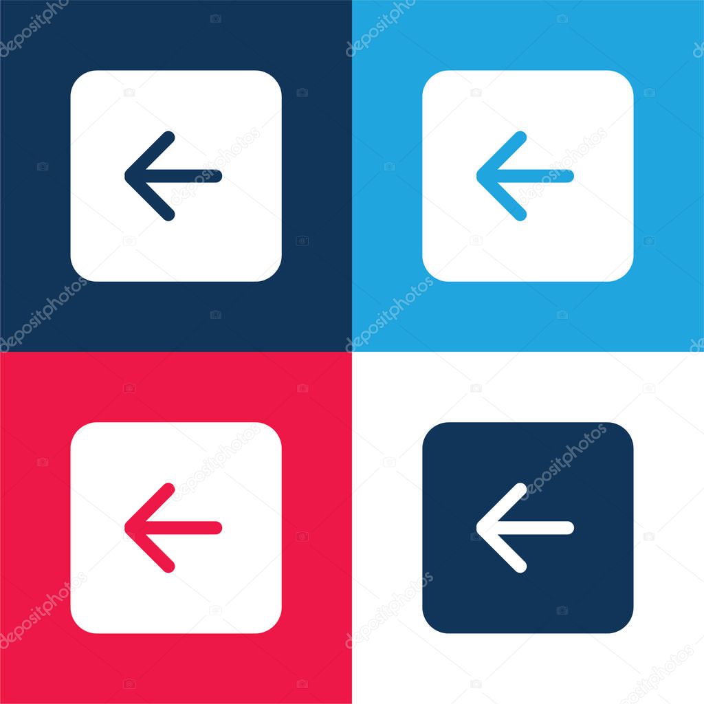 Back Black Square Interface Button Symbol blue and red four color minimal icon set