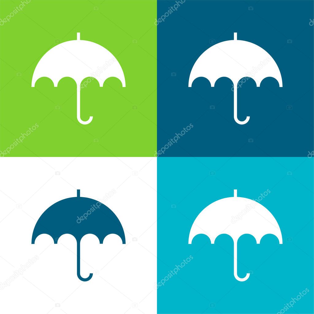 Black Umbrella Flat four color minimal icon set
