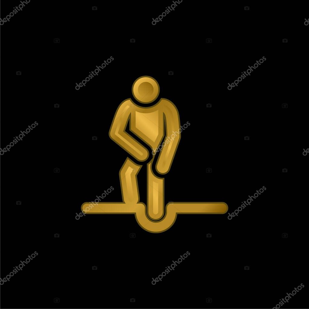 Accident gold plated metalic icon or logo vector