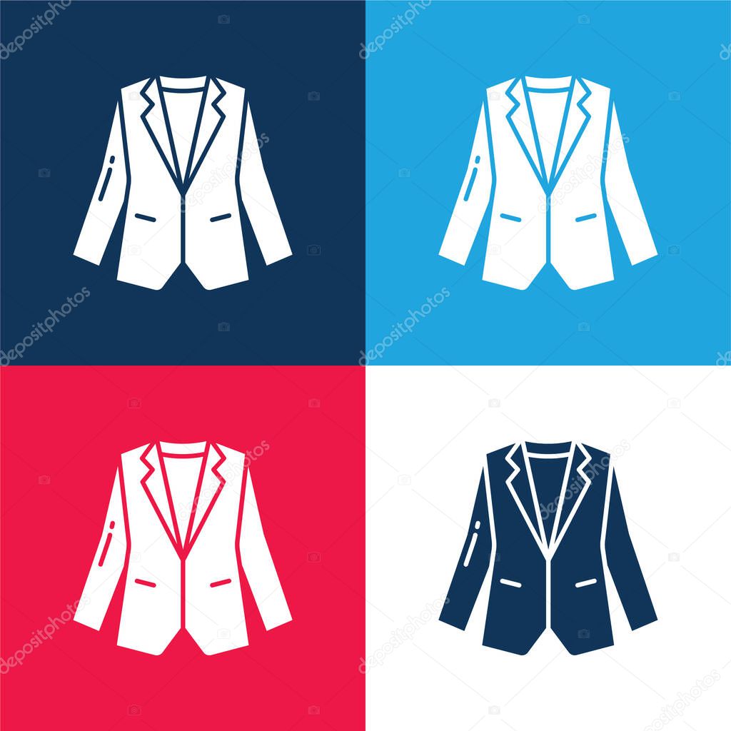 Blazer blue and red four color minimal icon set