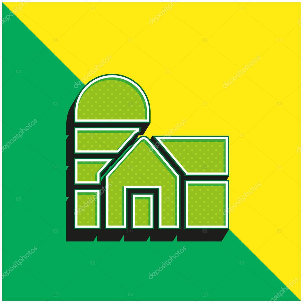 Barn Green and yellow modern 3d vector icon logo
