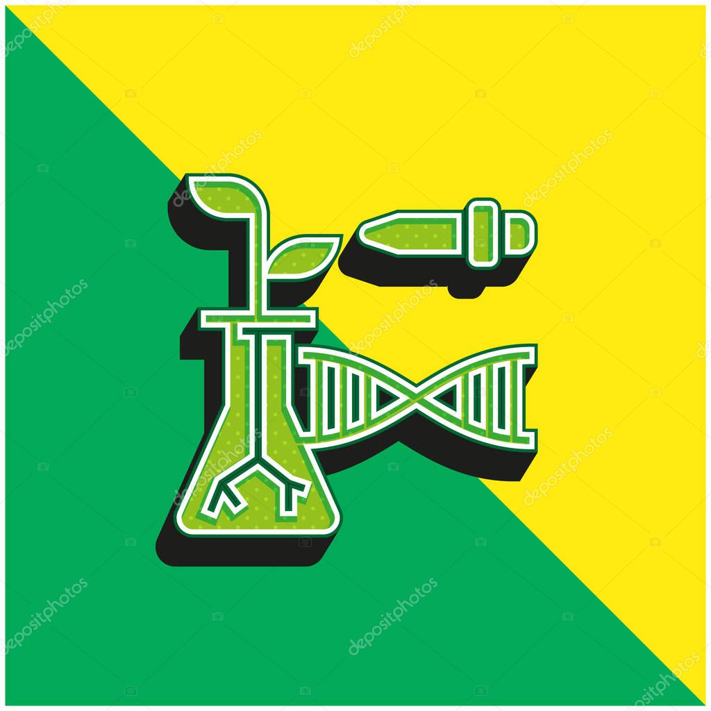 Biotechnology Green and yellow modern 3d vector icon logo