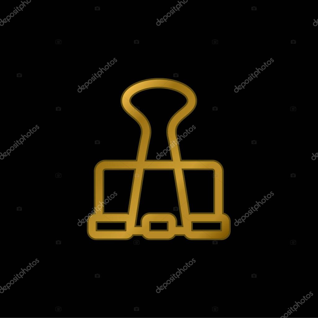 Big Clip gold plated metalic icon or logo vector
