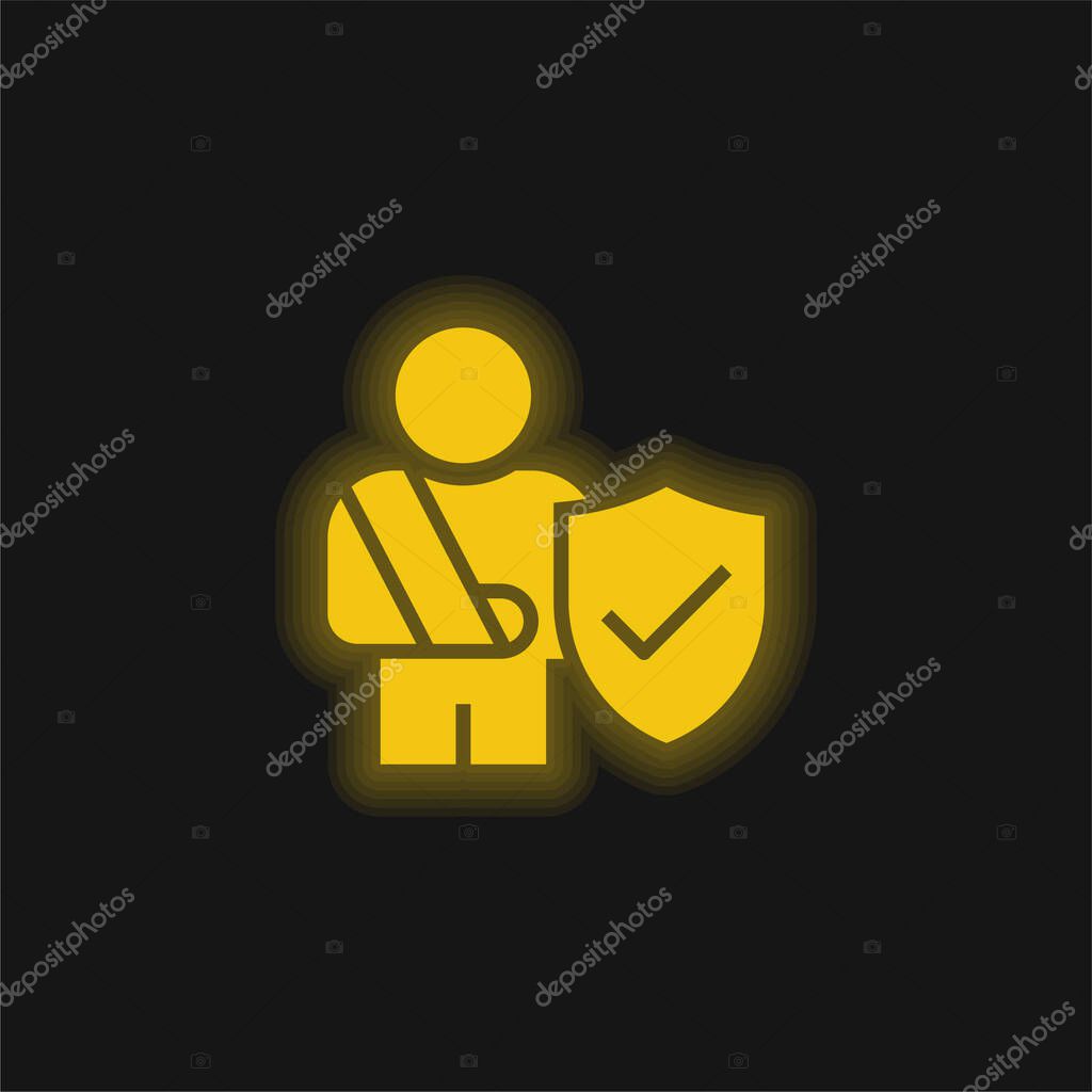 Accident yellow glowing neon icon