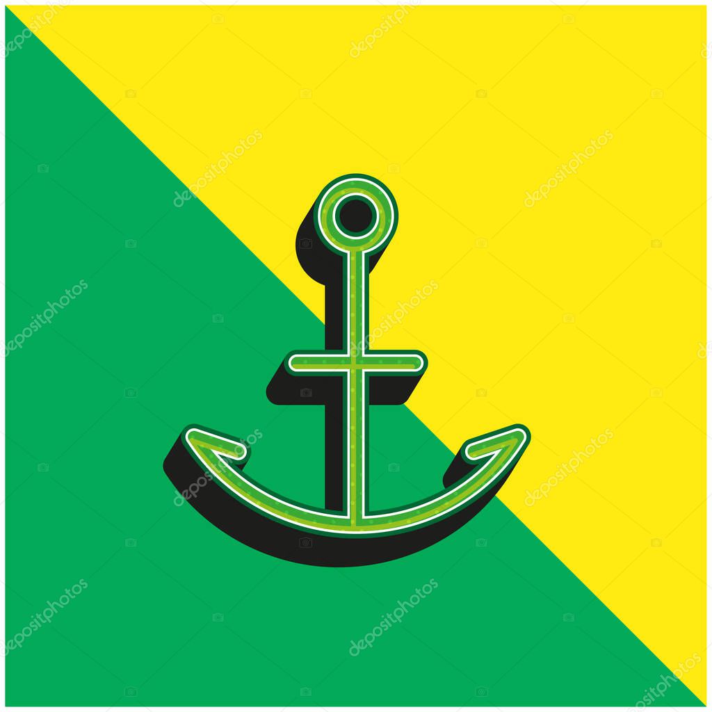 Anchor Green and yellow modern 3d vector icon logo
