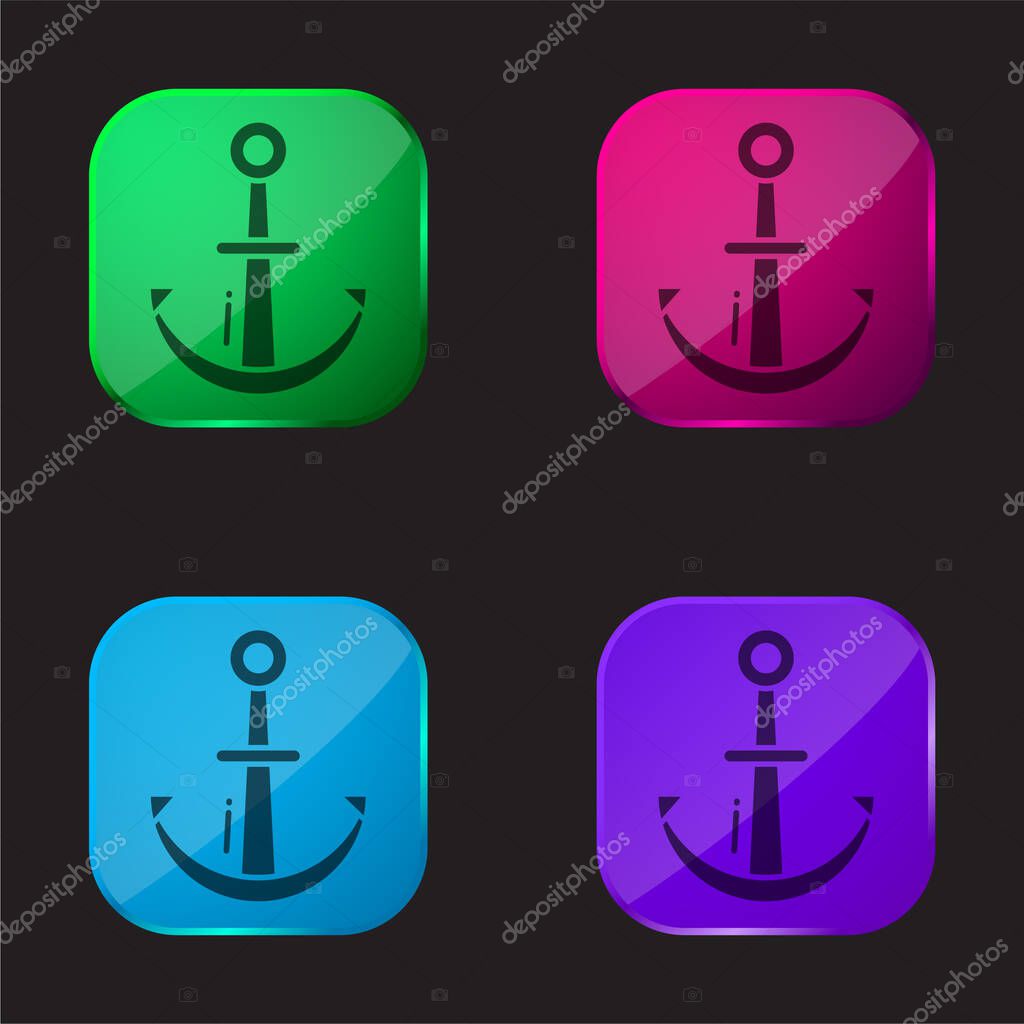 Anchor four color glass button icon