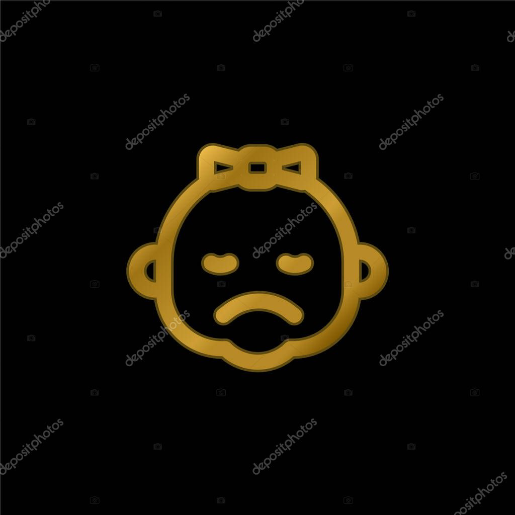 Baby gold plated metalic icon or logo vector
