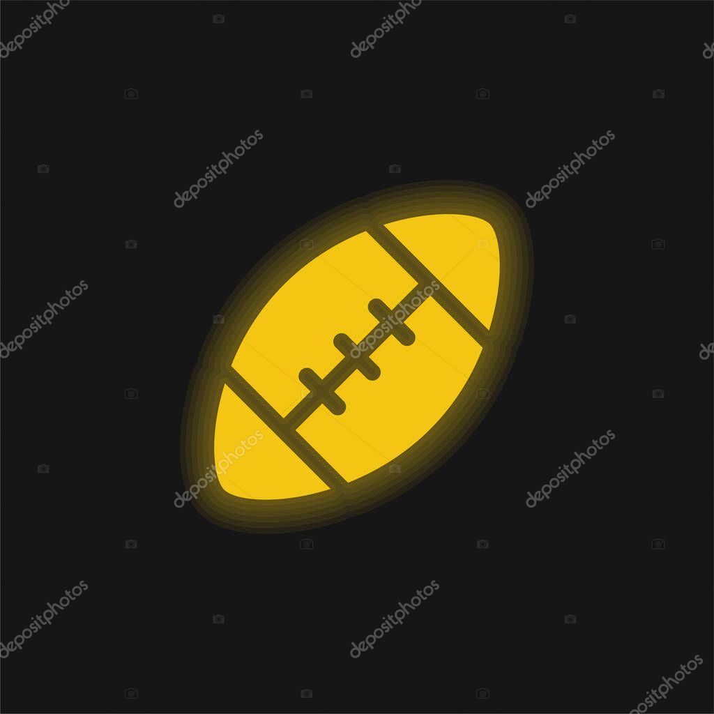 American Football yellow glowing neon icon