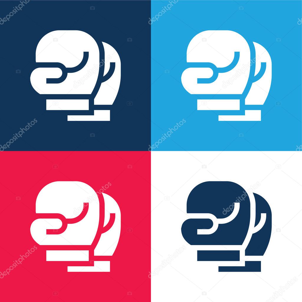 Boxing Gloves blue and red four color minimal icon set