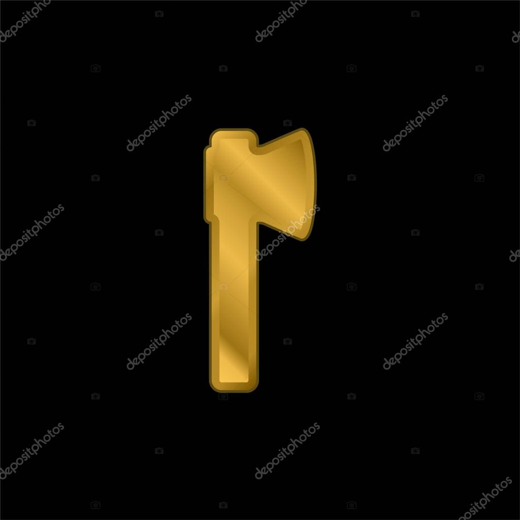 Ax gold plated metalic icon or logo vector