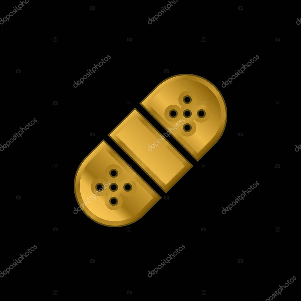 Band Aid gold plated metalic icon or logo vector