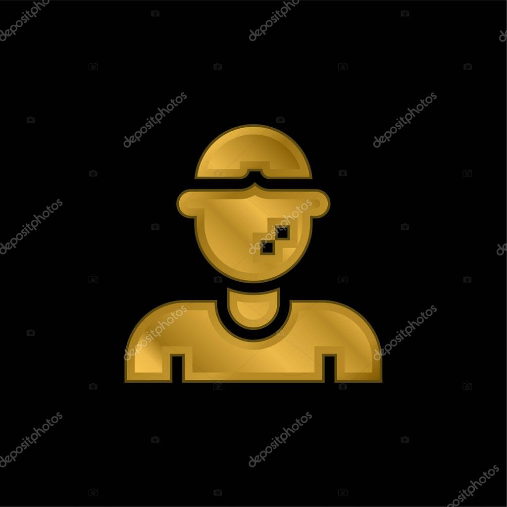 Allergy gold plated metalic icon or logo vector