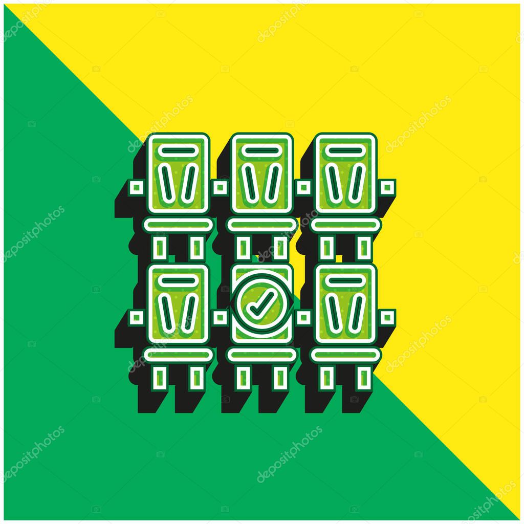 Booking Green and yellow modern 3d vector icon logo