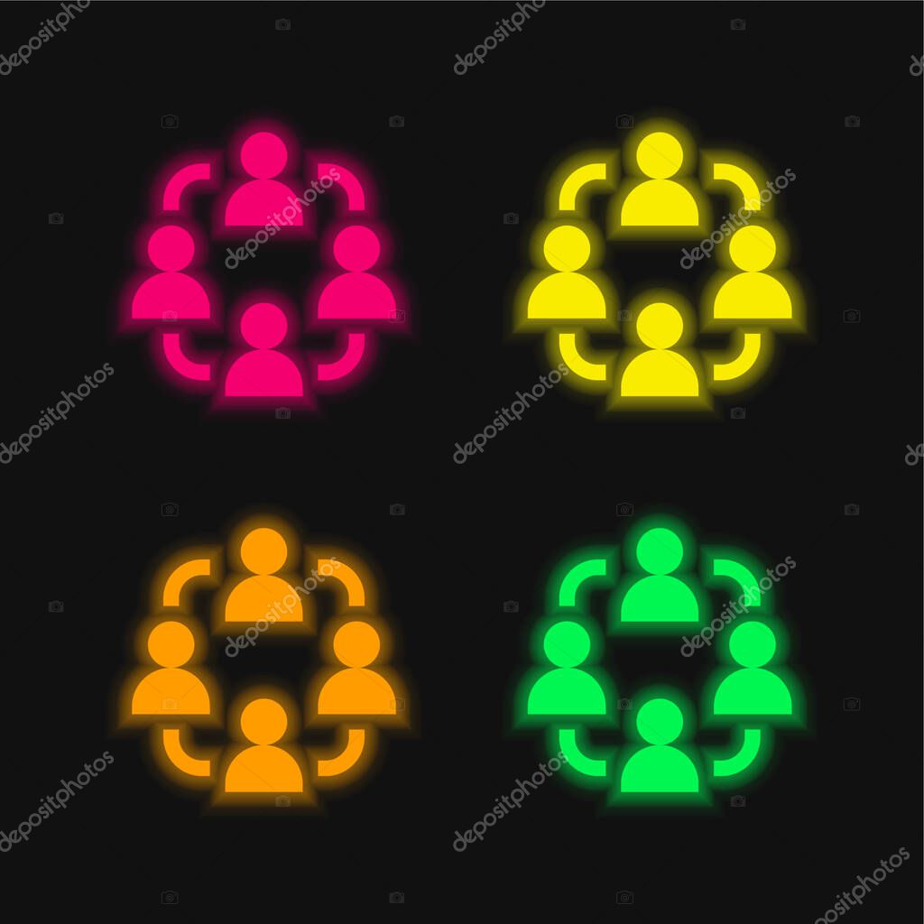 Affiliate Marketing four color glowing neon vector icon