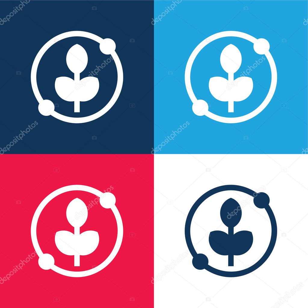 Agronomy blue and red four color minimal icon set