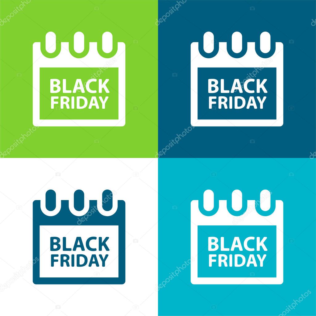 Black Friday Flat four color minimal icon set