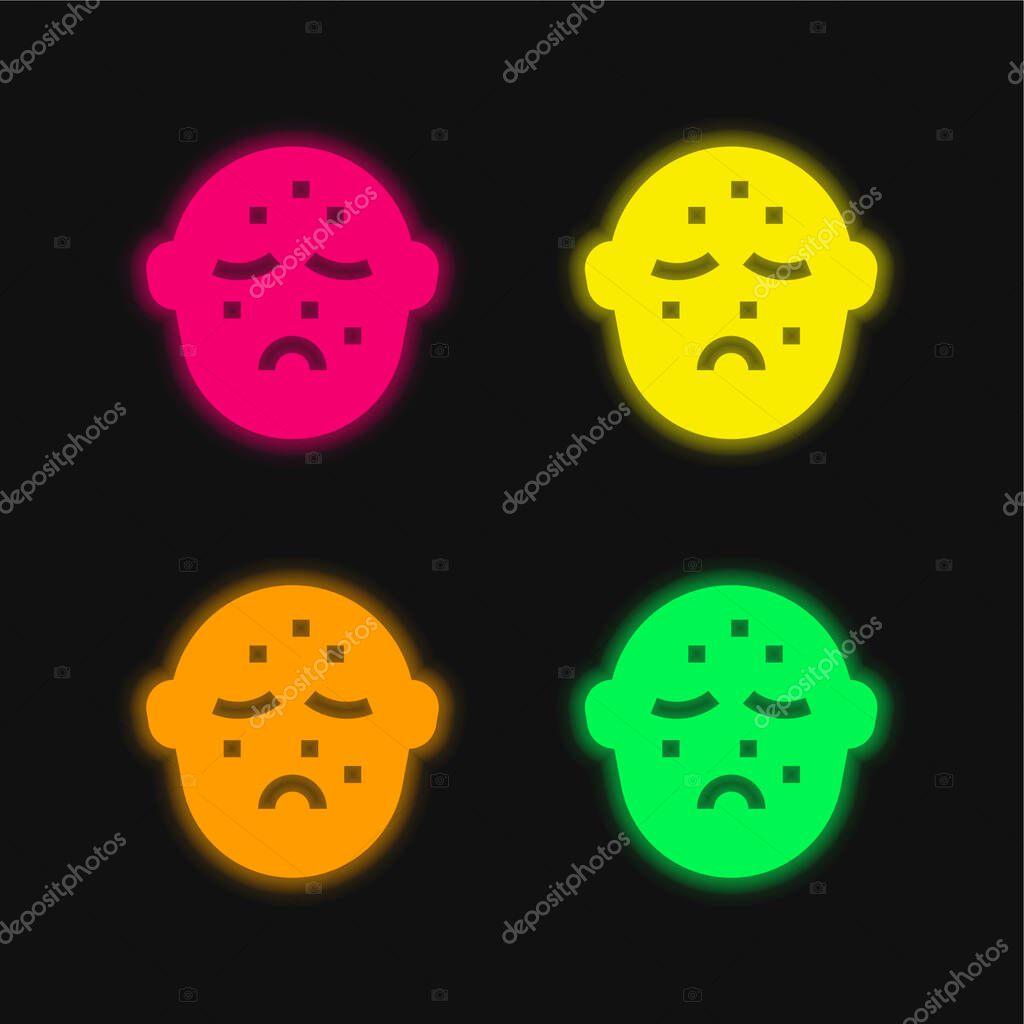 Acne four color glowing neon vector icon