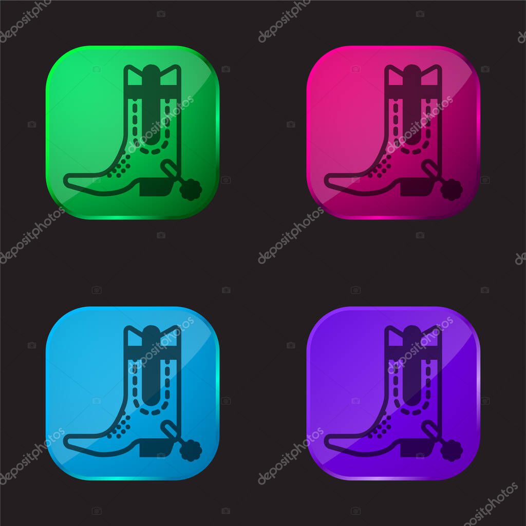 Boot four color glass button icon
