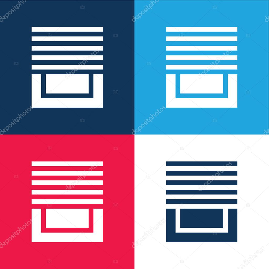 Blinds blue and red four color minimal icon set