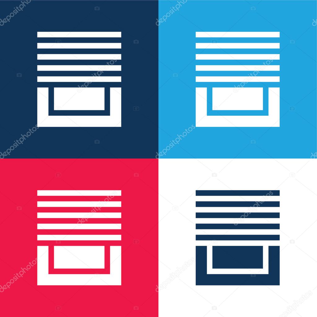 Blinds blue and red four color minimal icon set