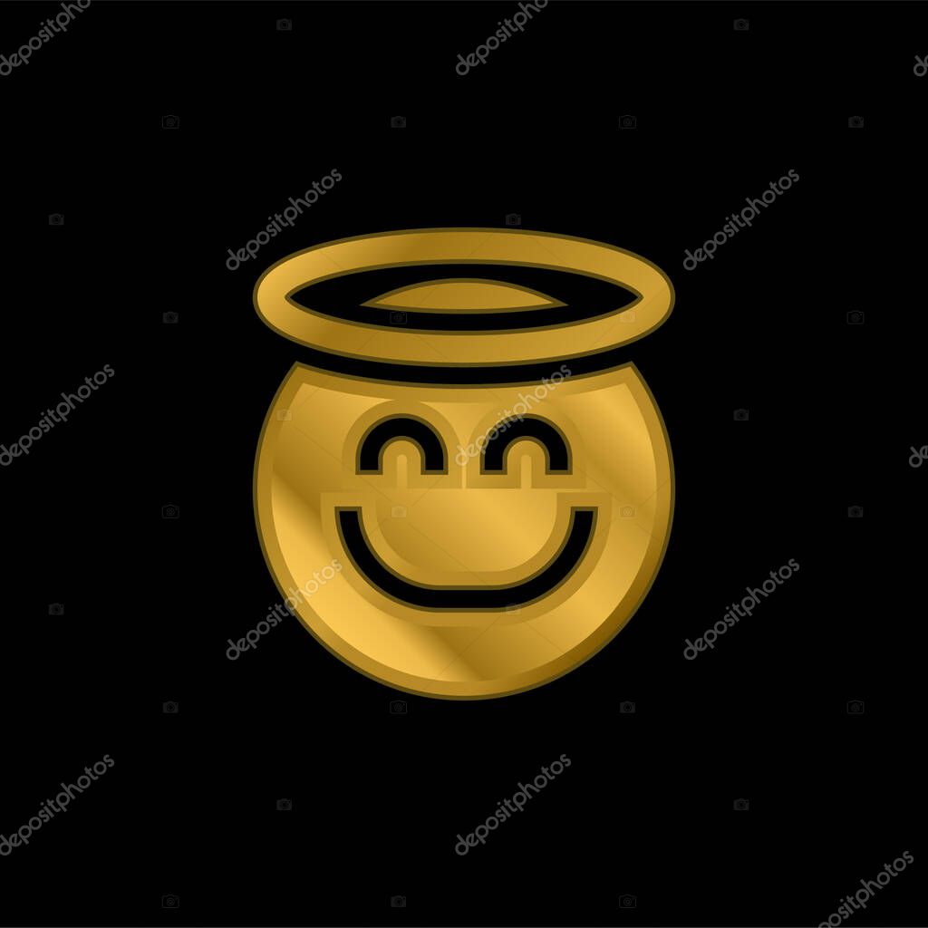 Angel gold plated metalic icon or logo vector