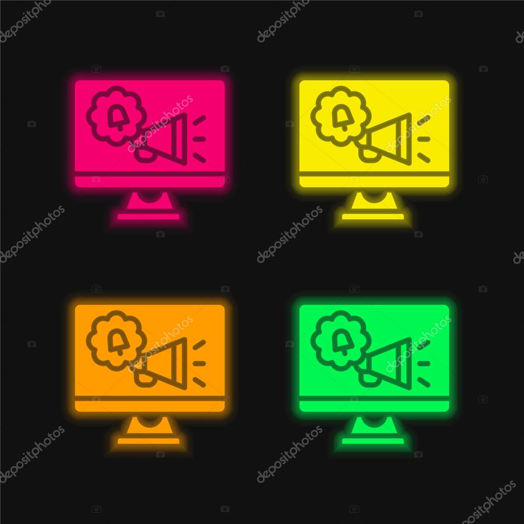 Advertising four color glowing neon vector icon